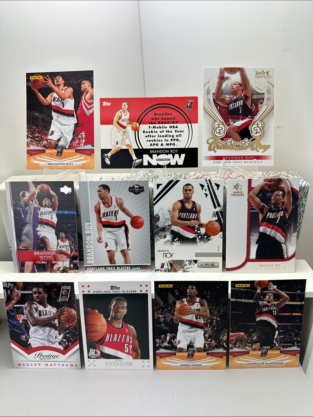 Brandon Roy Blazers lot of 11 w/ Aldridge/Matthews & Greg Oden rookie card